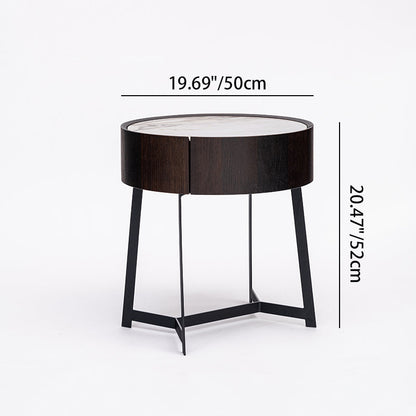 Dual-Material Bedside Table - Corrosion-Resistant Nightstand 1-Drawer For Bedroom