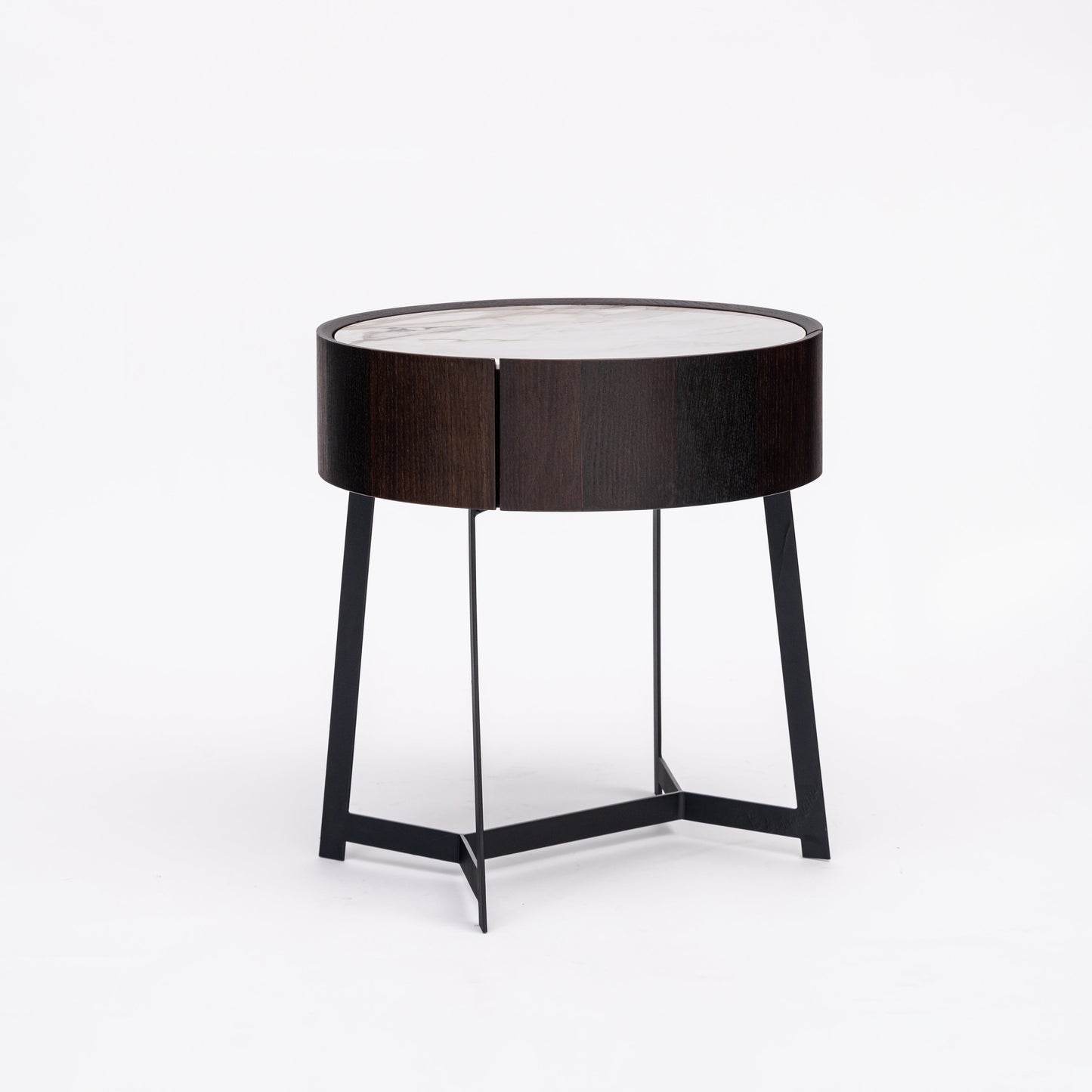 Dual-Material Bedside Table - Corrosion-Resistant Nightstand 1-Drawer For Bedroom