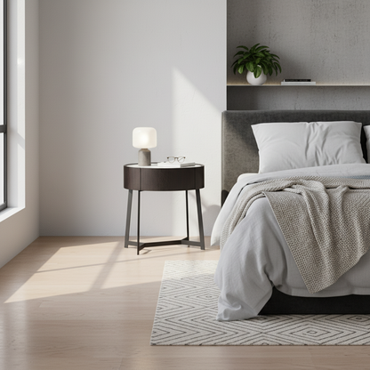 Dual-Material Bedside Table - Corrosion-Resistant Nightstand 1-Drawer For Bedroom