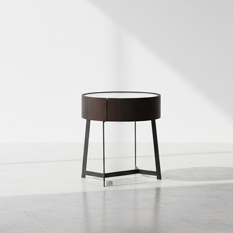 Dual-Material Bedside Table - Corrosion-Resistant Nightstand 1-Drawer For Bedroom