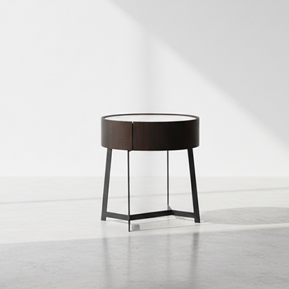 Dual-Material Bedside Table - Corrosion-Resistant Nightstand 1-Drawer For Bedroom
