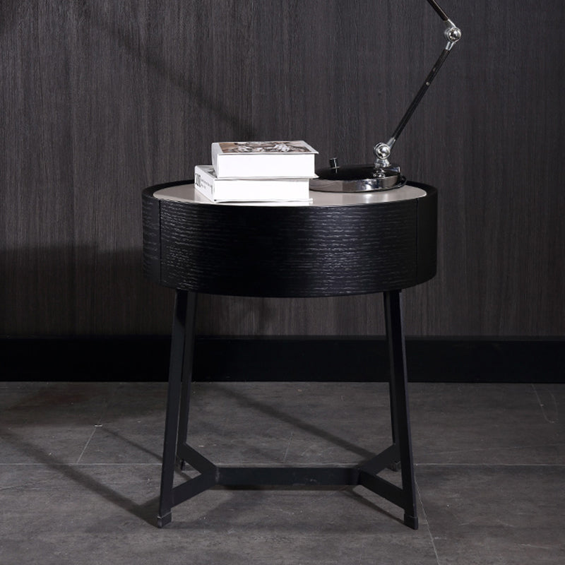 Dual-Material Bedside Table - Corrosion-Resistant Nightstand 1-Drawer For Bedroom