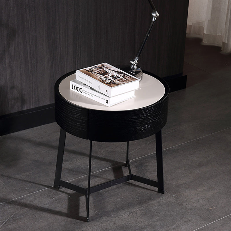 Dual-Material Bedside Table - Corrosion-Resistant Nightstand 1-Drawer For Bedroom