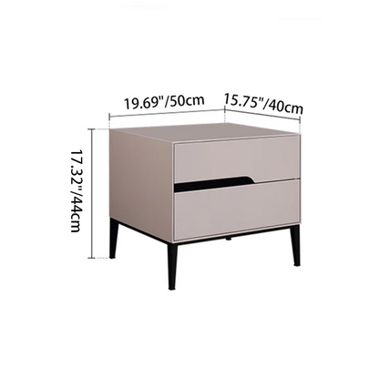 Baked-Enamel Bedside Table - Hassle-Free Access Nightstand 2-Drawer For Bedroom