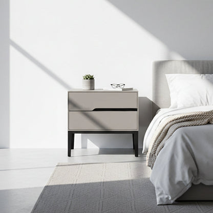 Baked-Enamel Bedside Table - Hassle-Free Access Nightstand 2-Drawer For Bedroom