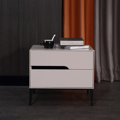 Baked-Enamel Bedside Table - Hassle-Free Access Nightstand 2-Drawer For Bedroom