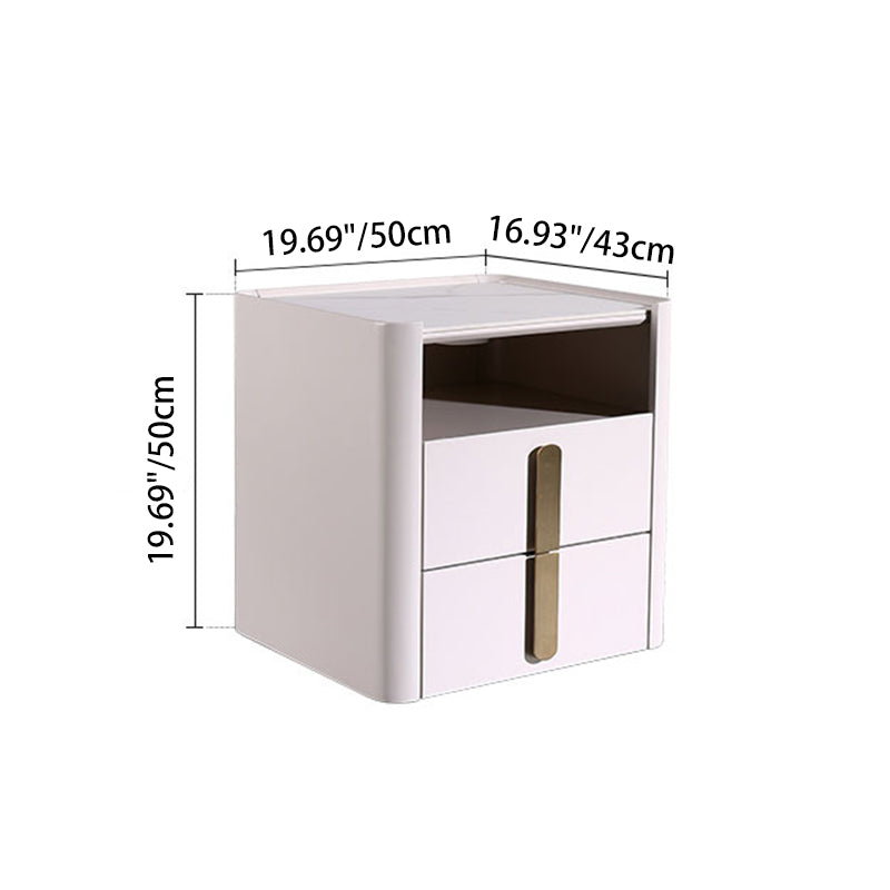 E1-Class Dual-Material Nightstand - Luxury Design & Practical Function Bedside Table 2-Drawer For Bedroom
