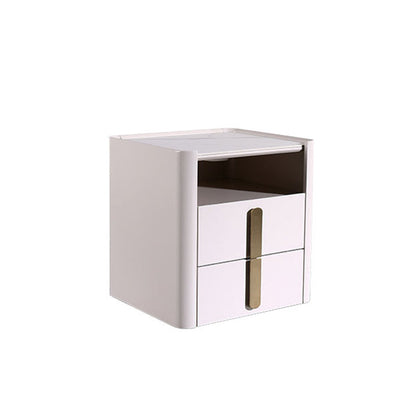 E1-Class Dual-Material Nightstand - Luxury Design & Practical Function Bedside Table 2-Drawer For Bedroom