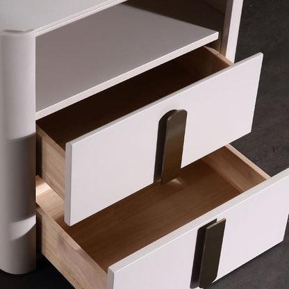 E1-Class Dual-Material Nightstand - Luxury Design & Practical Function Bedside Table 2-Drawer For Bedroom