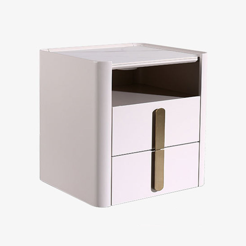E1-Class Dual-Material Nightstand - Luxury Design & Practical Function Bedside Table 2-Drawer For Bedroom