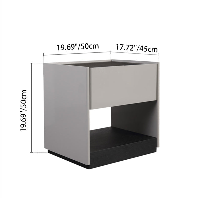 Premium Wood Veneer Nightstand - Sleek Design & Durable Build Bedside Table 1-Drawer For Bedroom