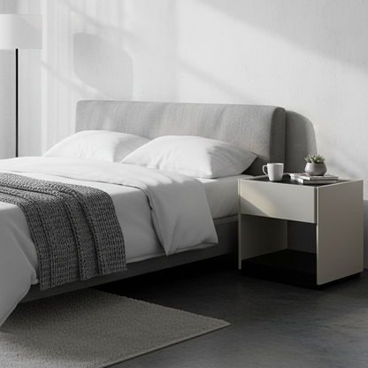 Premium Wood Veneer Nightstand - Sleek Design & Durable Build Bedside Table 1-Drawer For Bedroom