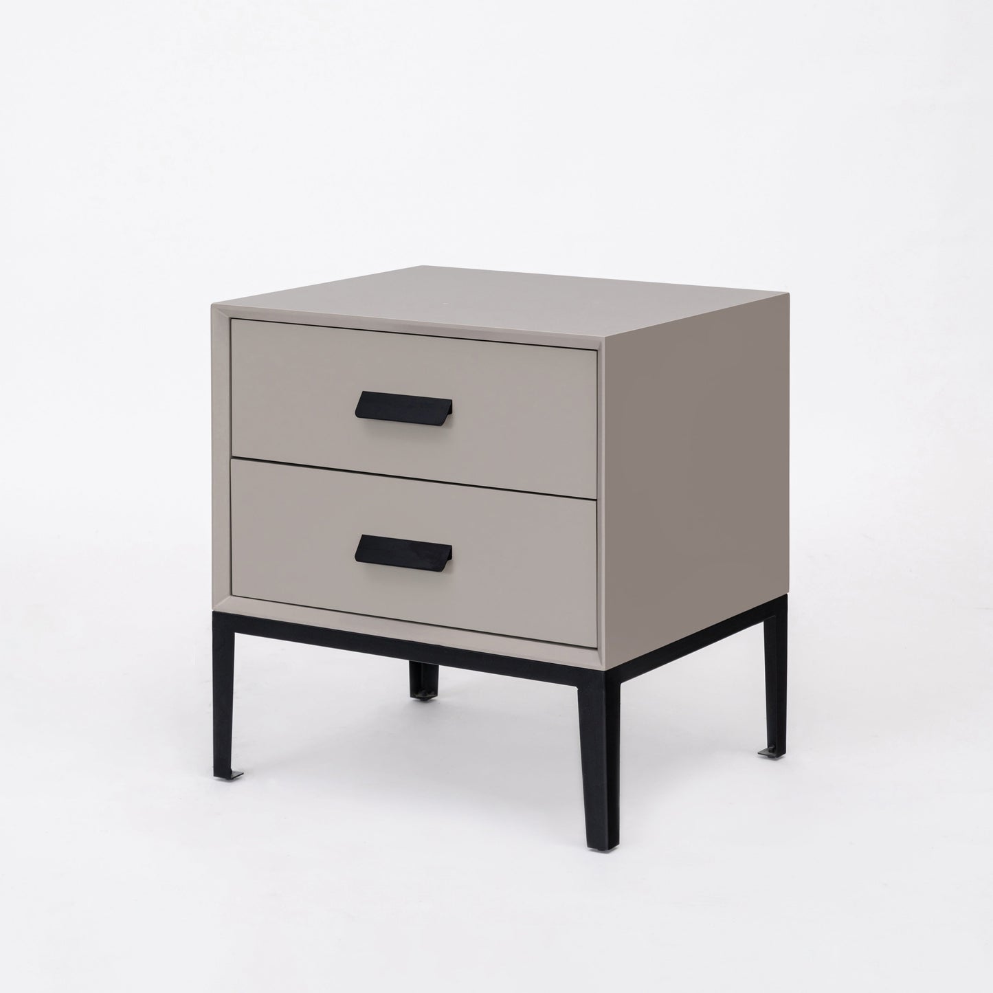 Eco-Friendly Nightstand - Scandinavian Aesthetic Iron-Leg Bedside Table 2-Drawer For Bedroom