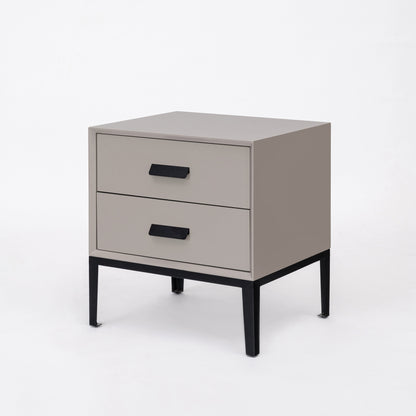Eco-Friendly Nightstand - Scandinavian Aesthetic Iron-Leg Bedside Table 2-Drawer For Bedroom