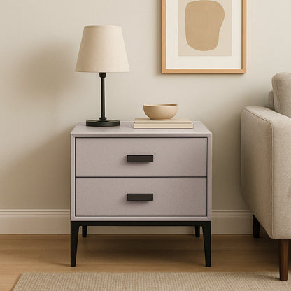 Eco-Friendly Nightstand - Scandinavian Aesthetic Iron-Leg Bedside Table 2-Drawer For Bedroom