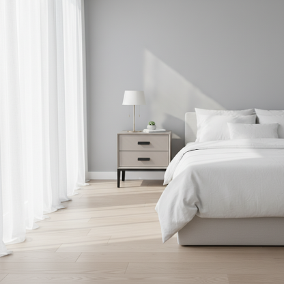 Eco-Friendly Nightstand - Scandinavian Aesthetic Iron-Leg Bedside Table 2-Drawer For Bedroom