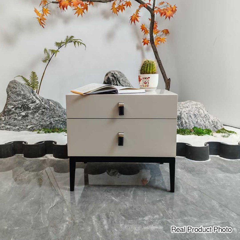 Compact Scandinavian Nightstand - Durable Eco-Friendly Material Bedside Table 2-Drawer For Bedroom