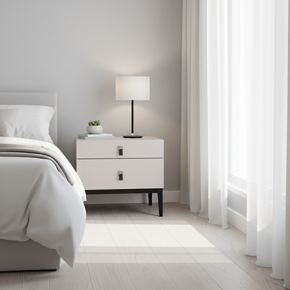 Compact Scandinavian Nightstand - Durable Eco-Friendly Material Bedside Table 2-Drawer For Bedroom