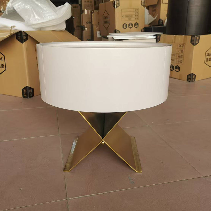 Industrial Smoked Wood Nightstand - Solid Wood Board & Smooth Circular 1-Drawer Bedside Table For Bedroom