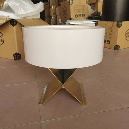 Industrial Smoked Wood Nightstand - Solid Wood Board & Smooth Circular 1-Drawer Bedside Table For Bedroom