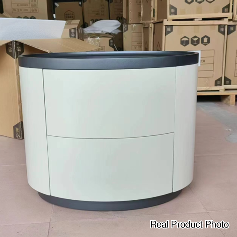 Durable Dual-Material Nightstand - Minimalist Rounded Shape & Organized Storage Bedside Table 2-Drawer For Bedroom