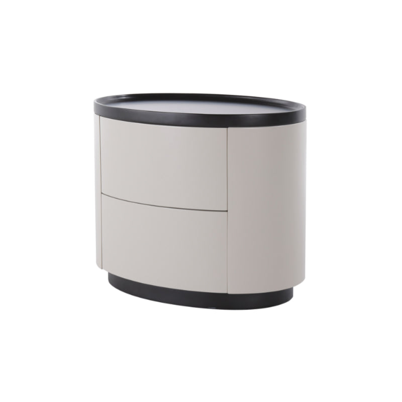 Durable Dual-Material Nightstand - Minimalist Rounded Shape & Organized Storage Bedside Table 2-Drawer For Bedroom