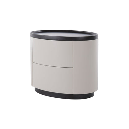 Durable Dual-Material Nightstand - Minimalist Rounded Shape & Organized Storage Bedside Table 2-Drawer For Bedroom