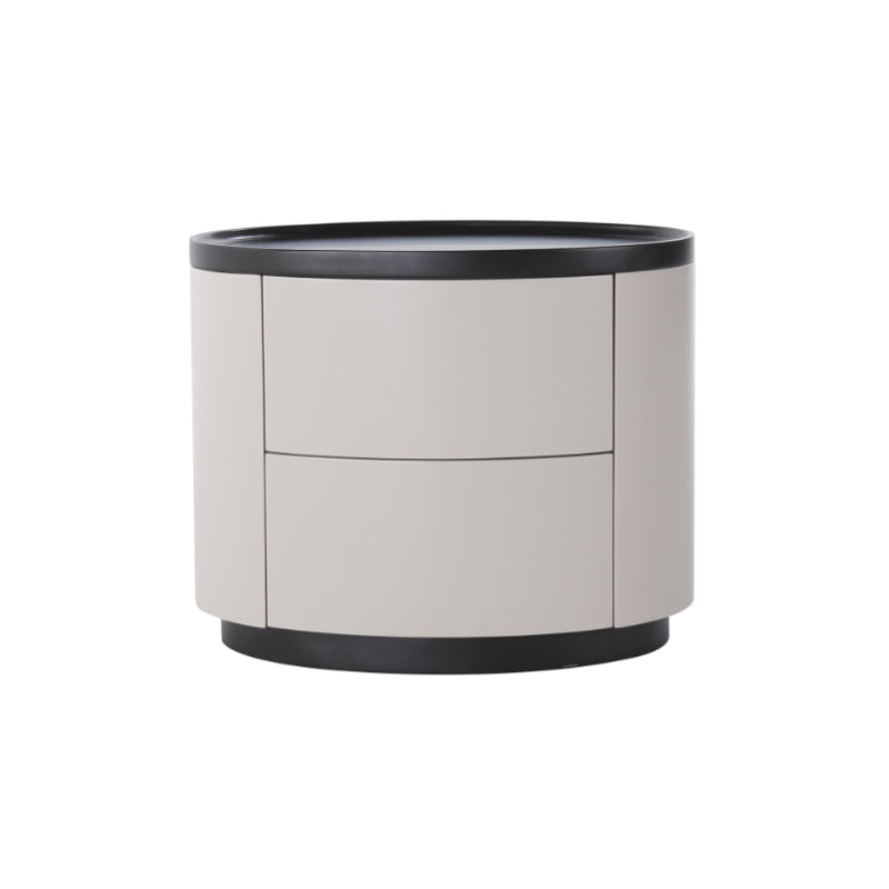 Durable Dual-Material Nightstand - Minimalist Rounded Shape & Organized Storage Bedside Table 2-Drawer For Bedroom