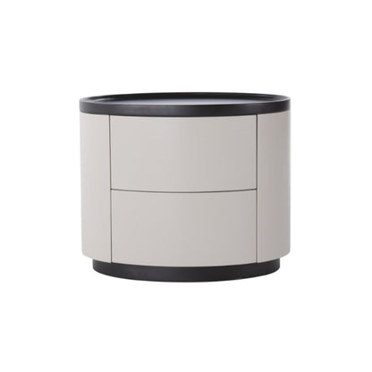 Durable Dual-Material Nightstand - Minimalist Rounded Shape & Organized Storage Bedside Table 2-Drawer For Bedroom