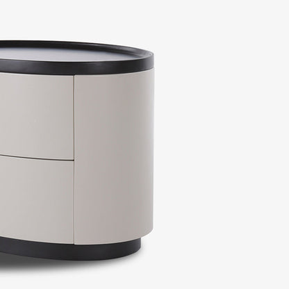 Durable Dual-Material Nightstand - Minimalist Rounded Shape & Organized Storage Bedside Table 2-Drawer For Bedroom