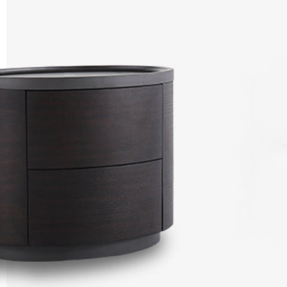 Timeless Vintage Bedside Table - Natural Wood Grain & Organized Double Drawers Nightstand For Bedroom
