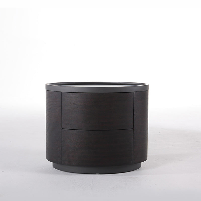 Timeless Vintage Bedside Table - Natural Wood Grain & Organized Double Drawers Nightstand For Bedroom
