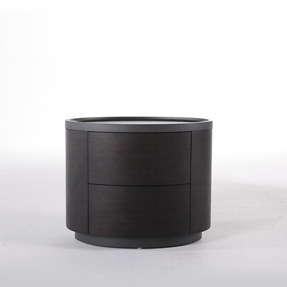 Timeless Vintage Bedside Table - Natural Wood Grain & Organized Double Drawers Nightstand For Bedroom