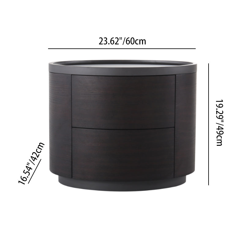 Timeless Vintage Bedside Table - Natural Wood Grain & Organized Double Drawers Nightstand For Bedroom