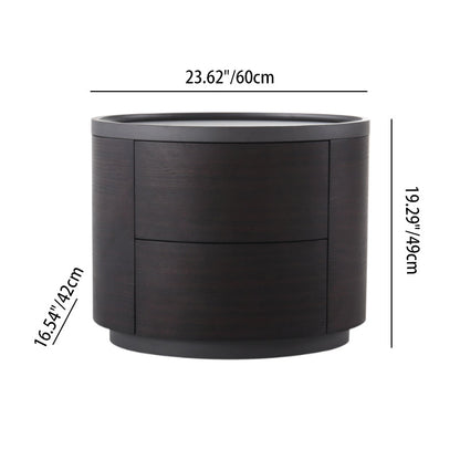 Timeless Vintage Bedside Table - Natural Wood Grain & Organized Double Drawers Nightstand For Bedroom