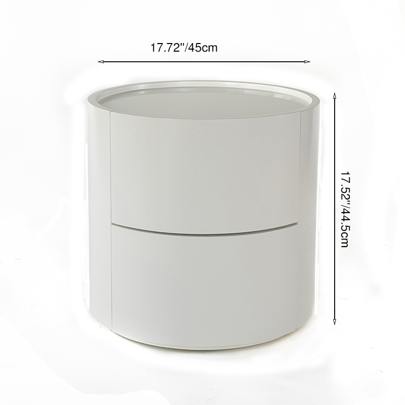 Nordic Rounded Cabinet Nightstand - Sturdy Build & Minimalist Soft Texture Bedside Table 2-Drawer For Bedroom