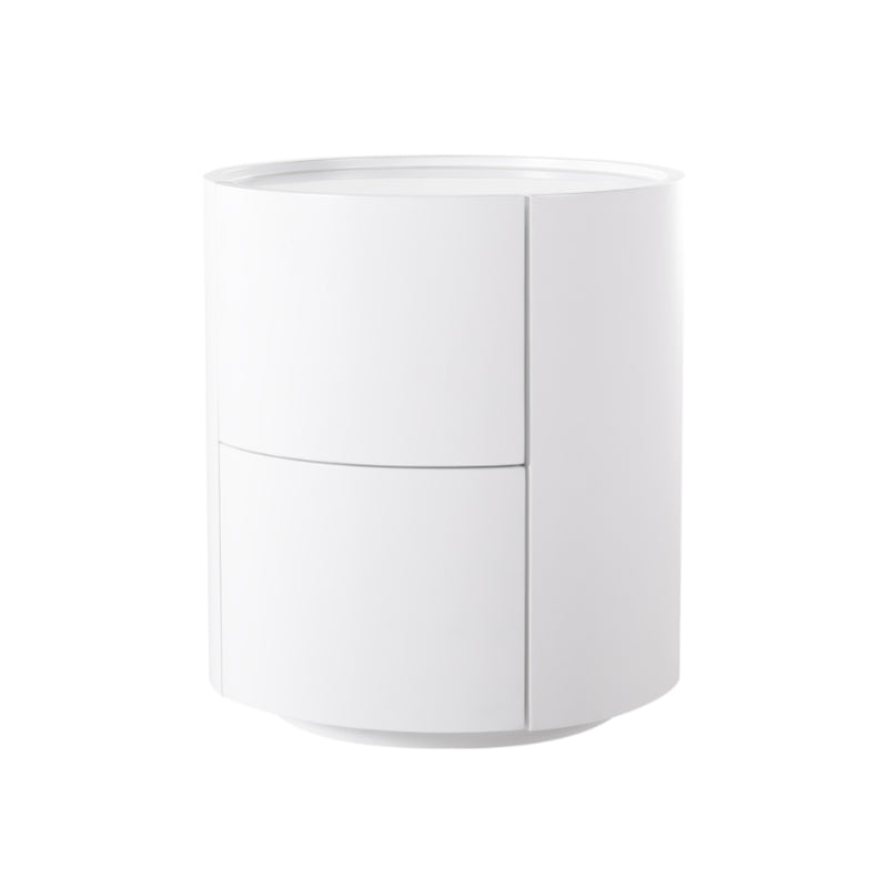 Nordic Rounded Cabinet Nightstand - Sturdy Build & Minimalist Soft Texture Bedside Table 2-Drawer For Bedroom
