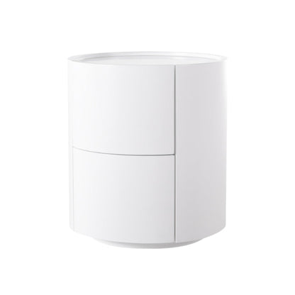 Nordic Rounded Cabinet Nightstand - Sturdy Build & Minimalist Soft Texture Bedside Table 2-Drawer For Bedroom