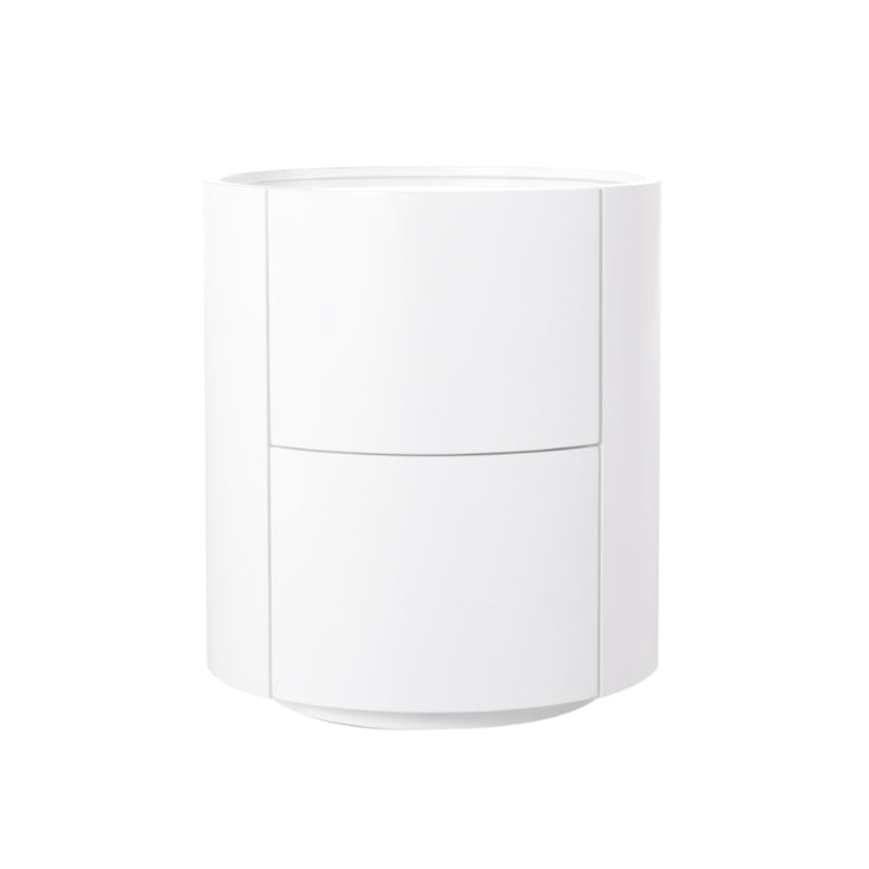Nordic Rounded Cabinet Nightstand - Sturdy Build & Minimalist Soft Texture Bedside Table 2-Drawer For Bedroom