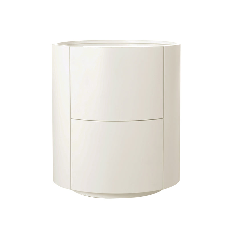 Nordic Rounded Cabinet Nightstand - Sturdy Build & Minimalist Soft Texture Bedside Table 2-Drawer For Bedroom