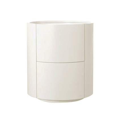 Nordic Rounded Cabinet Nightstand - Sturdy Build & Minimalist Soft Texture Bedside Table 2-Drawer For Bedroom
