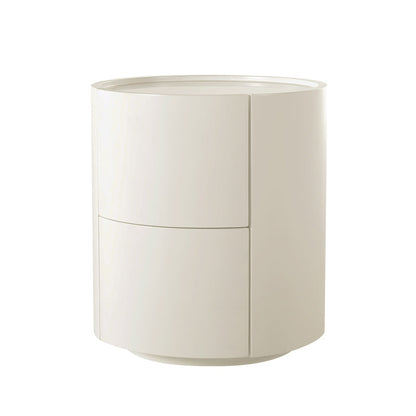 Nordic Rounded Cabinet Nightstand - Sturdy Build & Minimalist Soft Texture Bedside Table 2-Drawer For Bedroom