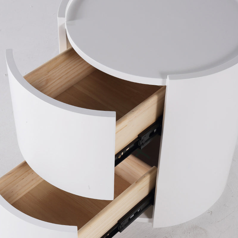 Nordic Rounded Cabinet Nightstand - Sturdy Build & Minimalist Soft Texture Bedside Table 2-Drawer For Bedroom