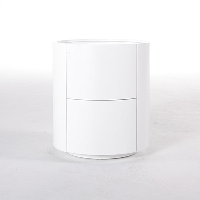 Nordic Rounded Cabinet Nightstand - Sturdy Build & Minimalist Soft Texture Bedside Table 2-Drawer For Bedroom