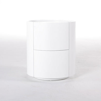 Nordic Rounded Cabinet Nightstand - Sturdy Build & Minimalist Soft Texture Bedside Table 2-Drawer For Bedroom