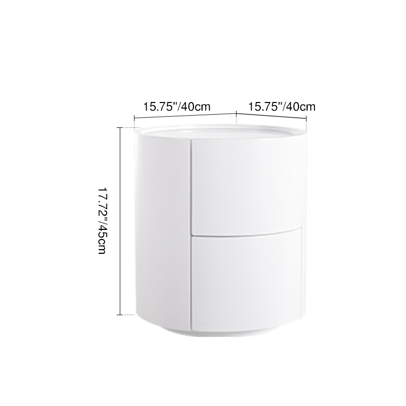 Nordic Rounded Cabinet Nightstand - Sturdy Build & Minimalist Soft Texture Bedside Table 2-Drawer For Bedroom