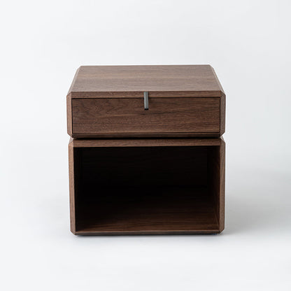 Retro Rotatable Wood Nightstand - Rotatable Top & Classified Storage Layout Bedside Table 1-Drawer For Bedroom