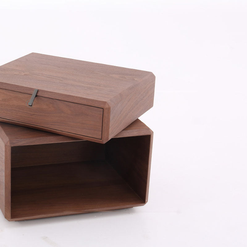 Retro Rotatable Wood Nightstand - Rotatable Top & Classified Storage Layout Bedside Table 1-Drawer For Bedroom