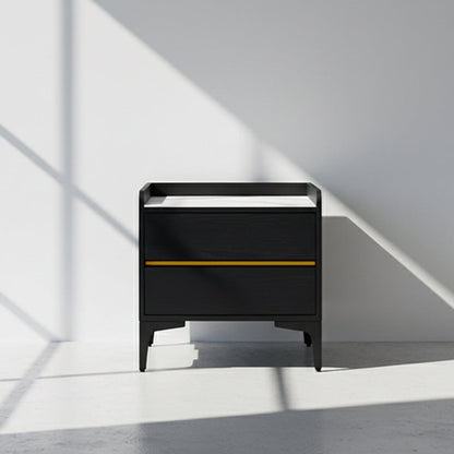 Easy-Clean Scandinavian Bedside Table - Eco-Friendly Wood Veneer & Smooth 2-Drawer Nightstand For Bedroom