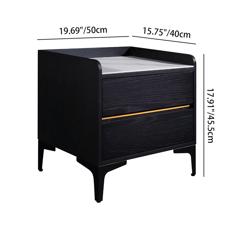 Easy-Clean Scandinavian Bedside Table - Eco-Friendly Wood Veneer & Smooth 2-Drawer Nightstand For Bedroom